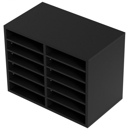 Wood Literature Organizer 12 Compartments File Sorter with Removable
