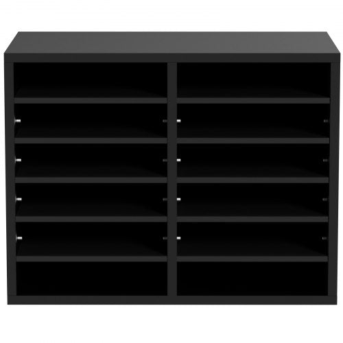 Wood Literature Organizer 12 Compartments File Sorter with Removable