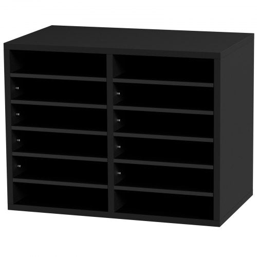 Wood Literature Organizer 12 Compartments File Sorter with Removable