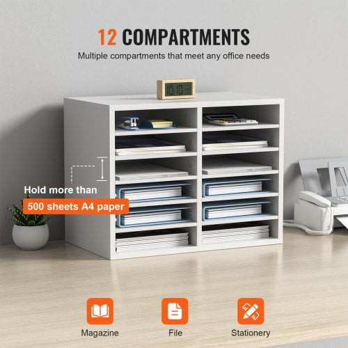 Literature Organizers 12 Compartments Office Mailbox with Adjustable