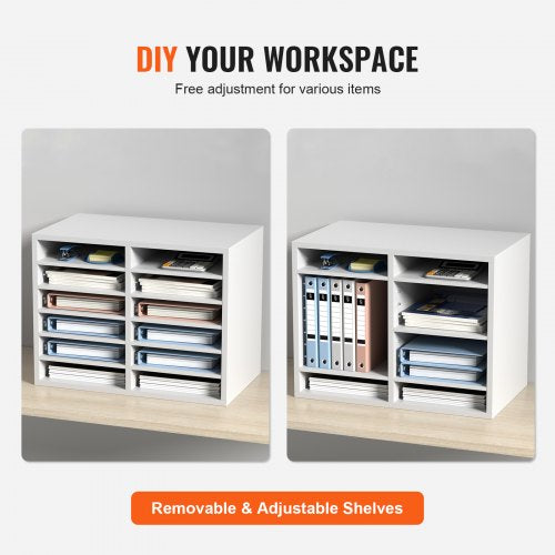 Literature Organizers 12 Compartments Office Mailbox with Adjustable