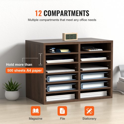 Literature Organizers 12 Compartments Office Mailbox with Adjustable