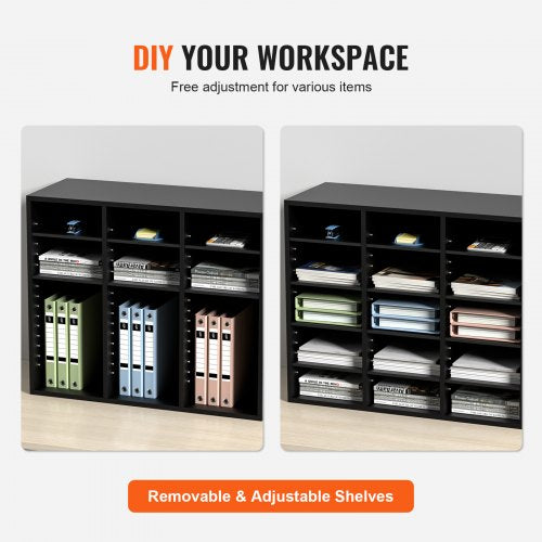 Wood Literature Organizer 24 Compartments File Sorter with Removable