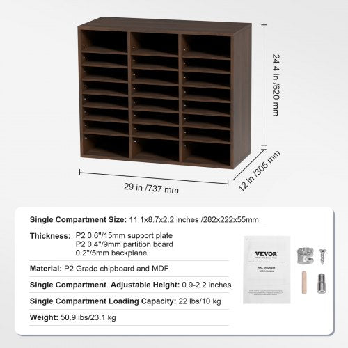 Literature Organizers 24 Compartments Office Mailbox with Adjustable