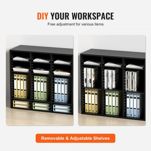 Wood Literature Organizer 36 Compartments File Sorter with Removable