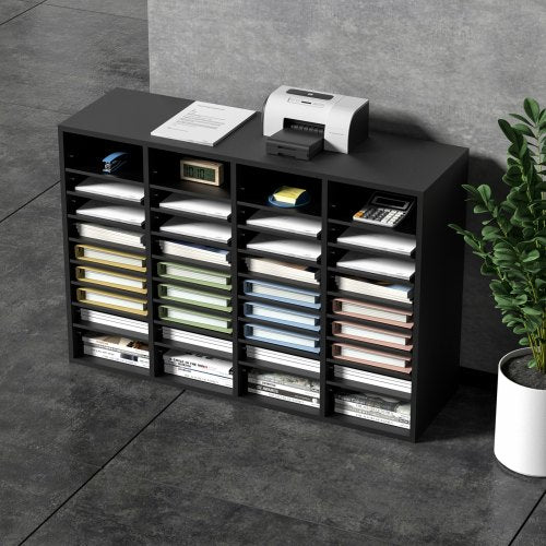 Wood Literature Organizer 36 Compartments File Sorter with Removable