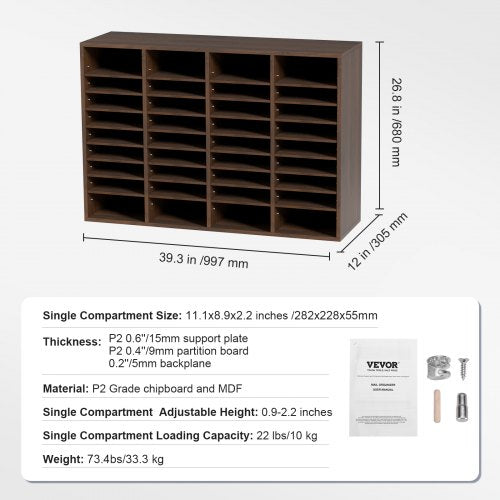 Literature Organizers 36 Compartments Office Mailbox with Adjustable