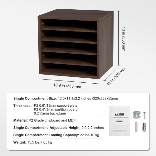 Literature Organizers 5 Compartments Office Mailbox with Adjustable