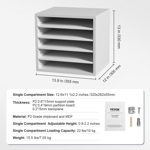 Literature Organizers 5 Compartments Office Mailbox with Adjustable