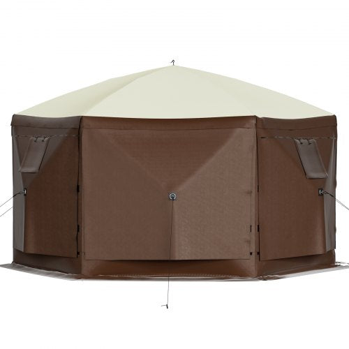 Gazebo Screen Tent 10 x 10 ft 6 Sided Popup Camping Canopy Shelter Tent