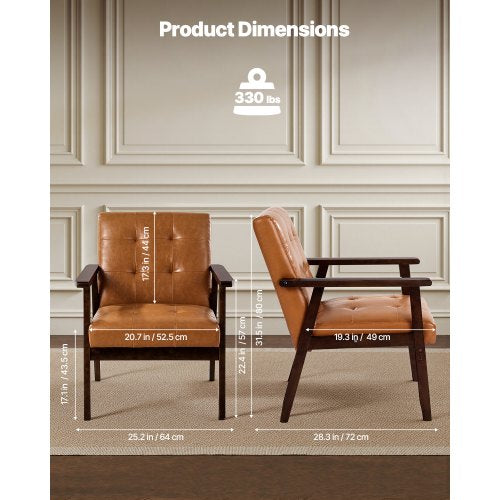 Accent Chair Mid Century Modern Armchair with Solid Wood Frame and NonSlip