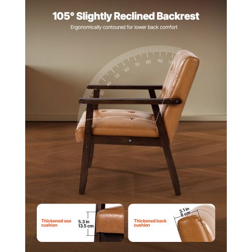 Accent Chair Mid Century Modern Armchair with Solid Wood Frame and NonSlip