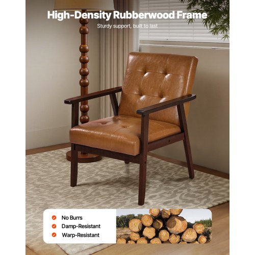 Accent Chair Mid Century Modern Armchair with Solid Wood Frame and NonSlip