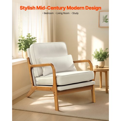 Accent Chair Mid Century Modern Armchair with Solid Wood Frame and NonSlip 1