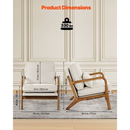 Accent Chair Mid Century Modern Armchair with Solid Wood Frame and NonSlip 1