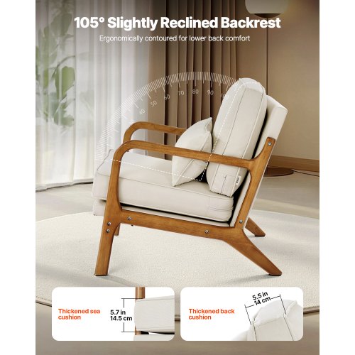 Accent Chair Mid Century Modern Armchair with Solid Wood Frame and NonSlip 1
