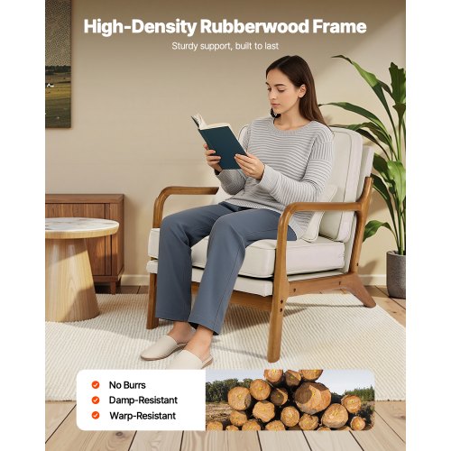 Accent Chair Mid Century Modern Armchair with Solid Wood Frame and NonSlip 1
