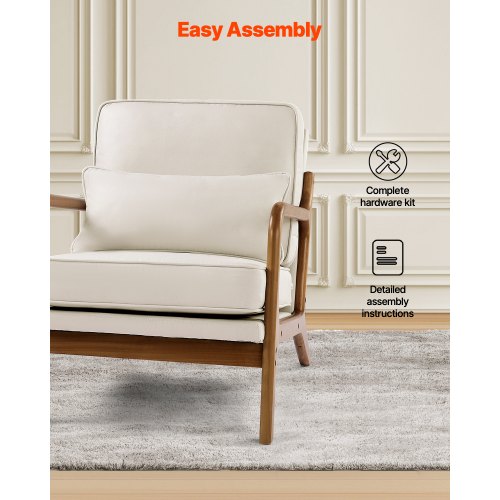 Accent Chair Mid Century Modern Armchair with Solid Wood Frame and NonSlip 1