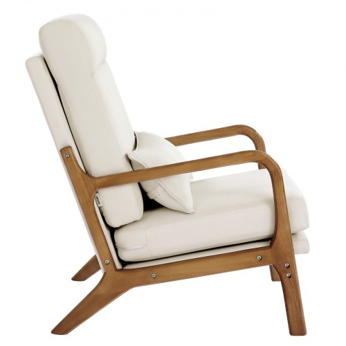 Accent Chair High Back Mid Century Modern Armchair with Solid Wood Frame
