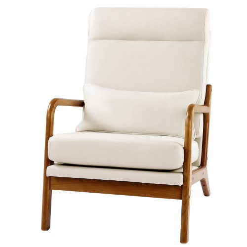 Accent Chair High Back Mid Century Modern Armchair with Solid Wood Frame