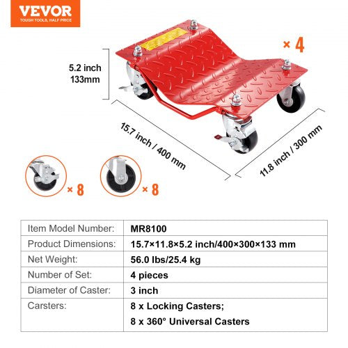 Wheel Dolly 8000 lbs Capacity HeavyDuty Steel Car Mover Wheel Dolly Car