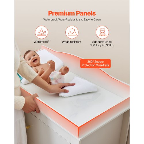 Changing Table Dresser Baby Diaper Change Station with 3 Drawers