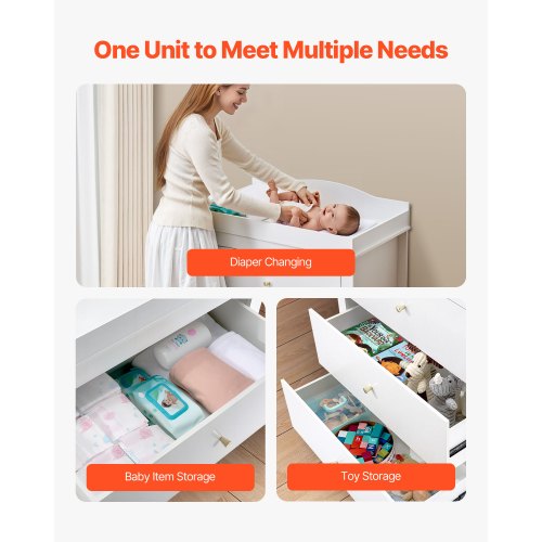 Changing Table Dresser Baby Diaper Change Station with 3 Drawers