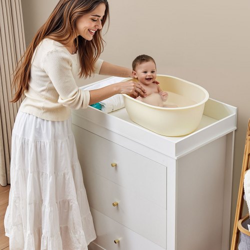 Changing Table Dresser Baby Diaper Change Station with 3 Drawers