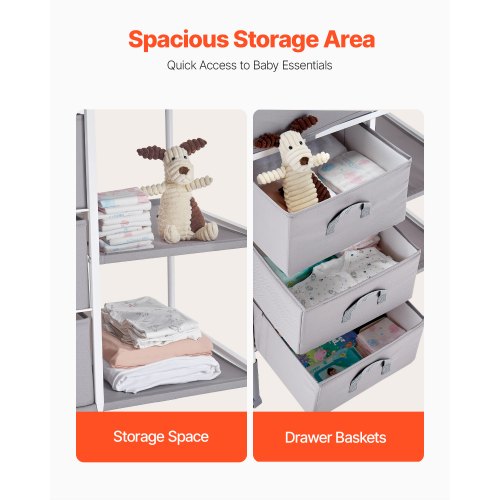 Baby Changing Table Portable Diaper Change Station with 3 Fabric Drawers
