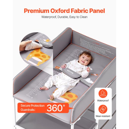 Baby Changing Table Portable Diaper Change Station with 3 Fabric Drawers