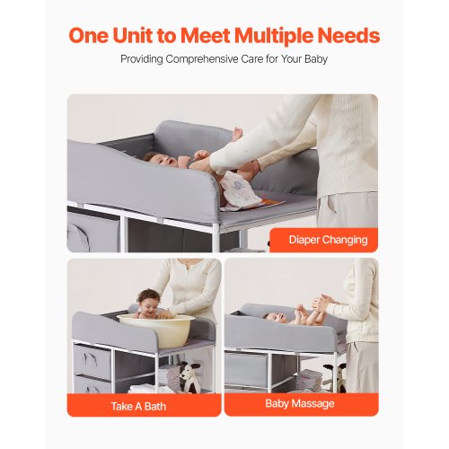 Baby Changing Table Portable Diaper Change Station with 3 Fabric Drawers