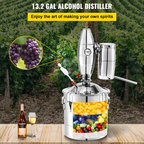 50L 13.2Gal Water Alcohol Distiller 304 Stainless Steel Alcohol Still Wine