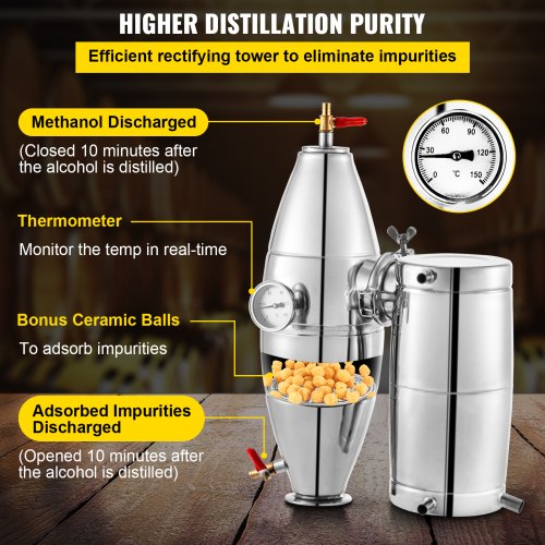 50L 13.2Gal Water Alcohol Distiller 304 Stainless Steel Alcohol Still Wine