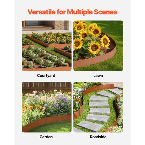 Steel Landscape Edging 6 Packs 40 x 8 in WeatherResistant PreRust Metal