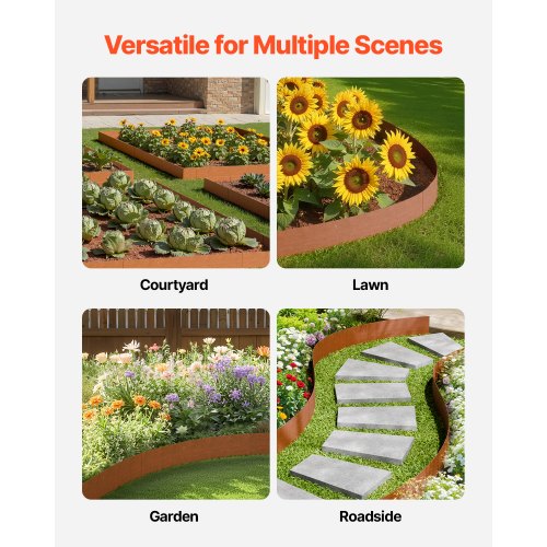 Steel Landscape Edging 6 Packs 40 x 6 in WeatherResistant PreRust Metal