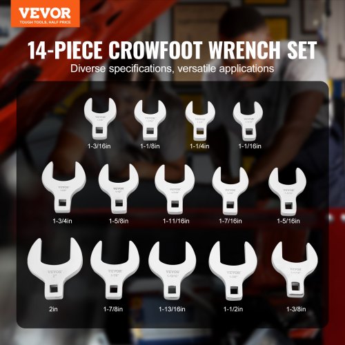 Crowfoot Wrench Set 12 Drive 14Piece SAE 1116 – 2 Crows Foot