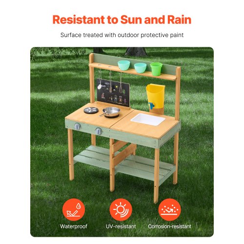 Mud Kitchen for Kids Wooden Toy Play Kitchen Set Outdoor Toddler Grocery