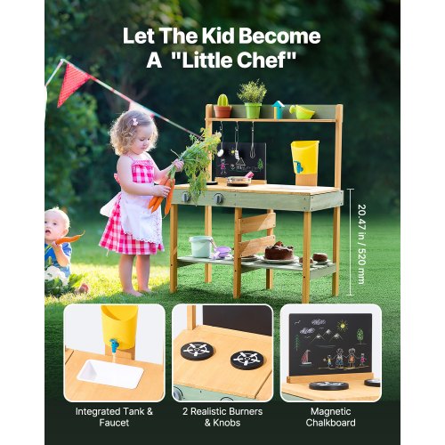 Mud Kitchen for Kids Wooden Toy Play Kitchen Set Outdoor Toddler Grocery