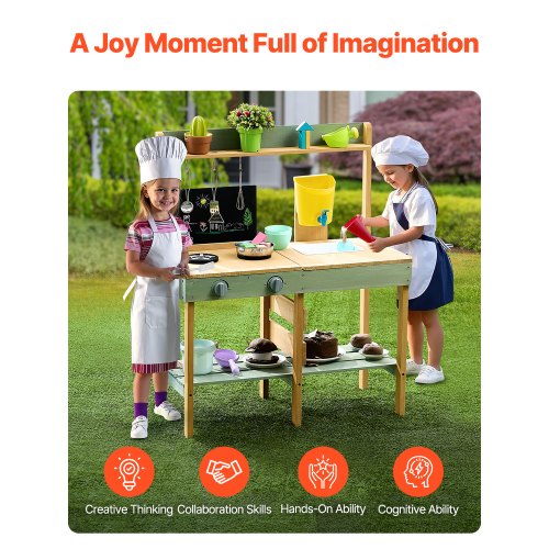 Mud Kitchen for Kids Wooden Toy Play Kitchen Set Outdoor Toddler Grocery
