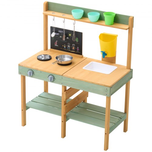 Mud Kitchen for Kids Wooden Toy Play Kitchen Set Outdoor Toddler Grocery