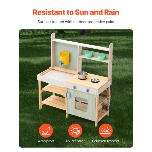 Mud Kitchen for Kids Wooden Toy Play Kitchen Set Outdoor Toddler Grocery