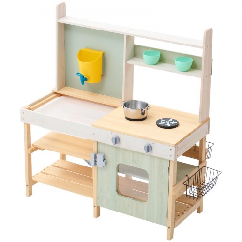 Mud Kitchen for Kids Wooden Toy Play Kitchen Set Outdoor Toddler Grocery