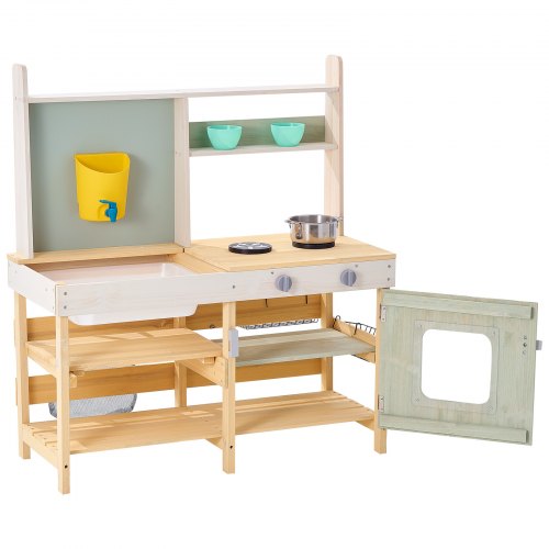 Mud Kitchen for Kids Wooden Toy Play Kitchen Set Outdoor Toddler Grocery