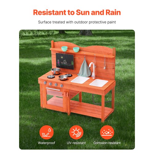Mud Kitchen for Kids Wooden Toy Play Kitchen Set Outdoor Toddler Grocery