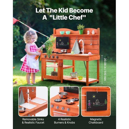 Mud Kitchen for Kids Wooden Toy Play Kitchen Set Outdoor Toddler Grocery
