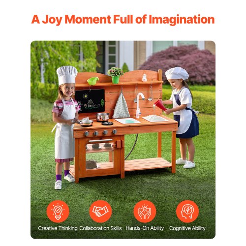 Mud Kitchen for Kids Wooden Toy Play Kitchen Set Outdoor Toddler Grocery