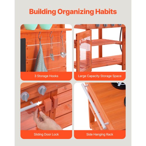 Mud Kitchen for Kids Wooden Toy Play Kitchen Set Outdoor Toddler Grocery