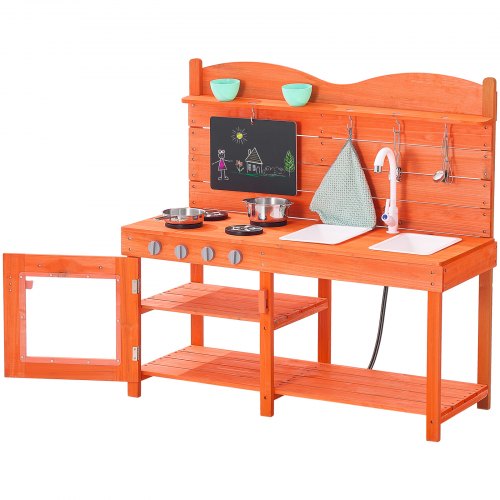 Mud Kitchen for Kids Wooden Toy Play Kitchen Set Outdoor Toddler Grocery