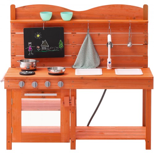Mud Kitchen for Kids Wooden Toy Play Kitchen Set Outdoor Toddler Grocery