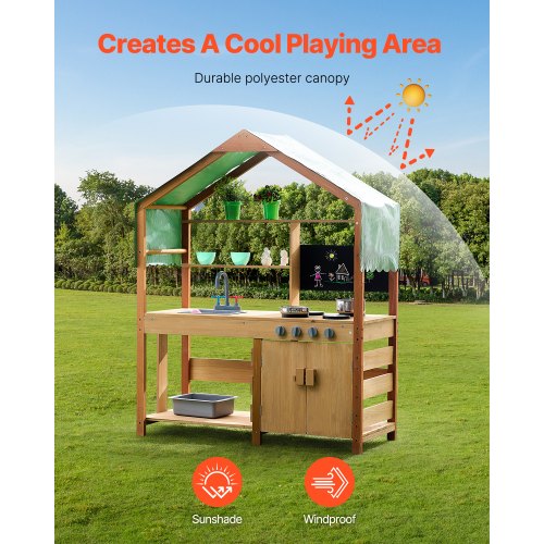 Mud Kitchen for Kids Wooden Toy Play Kitchen Set with Accessories Outdoor